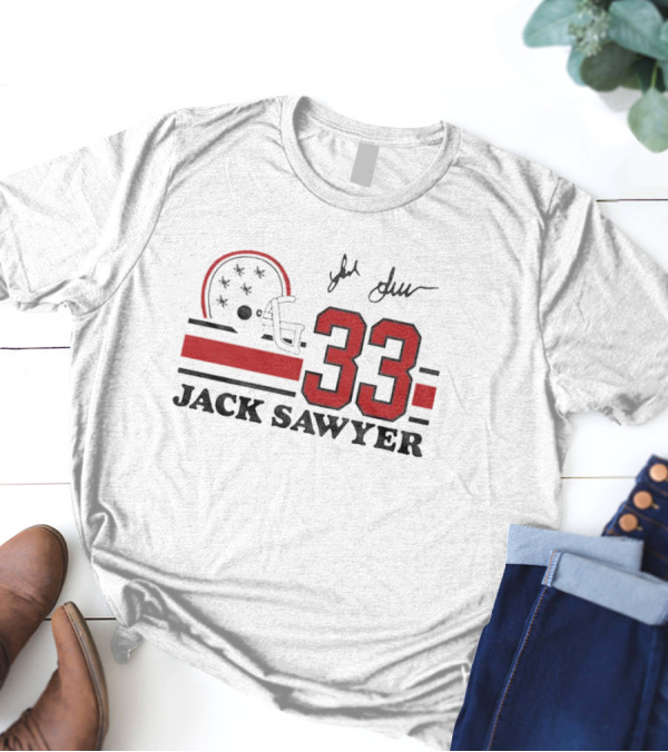Jack Sawyer #33 Ohio State Signature Helmet And Jersey T-Shirt