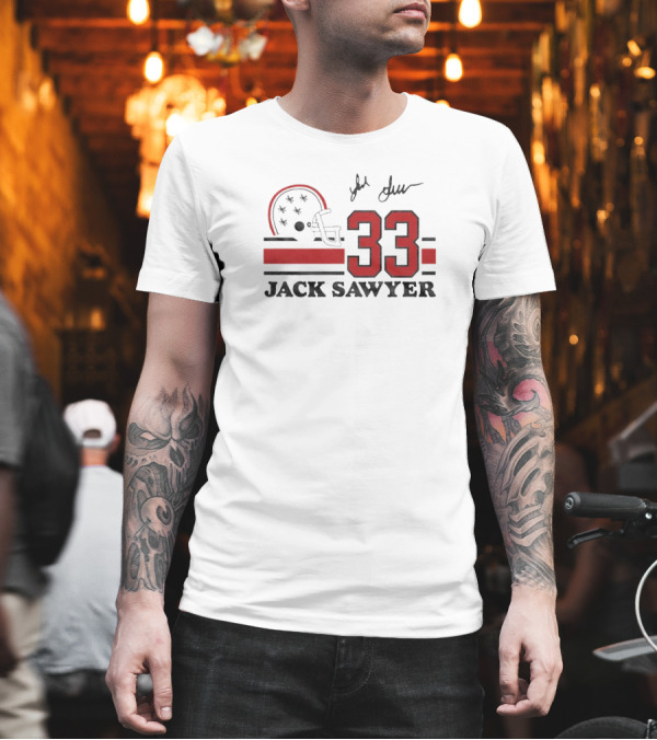 Jack Sawyer #33 Ohio State Signature Helmet And Jersey T-Shirt