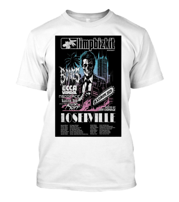 Limpbizkit UK And Europe 2025 Tour Loserville Hosted By Jon Carnage Bones Ecca Vandal Nanoface Karten OIO Featuring Riff Raff T-Shirt
