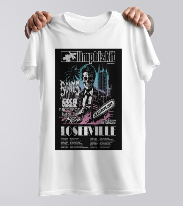 Limpbizkit UK And Europe 2025 Tour Loserville Hosted By Jon Carnage Bones Ecca Vandal Nanoface Karten OIO Featuring Riff Raff T-Shirt