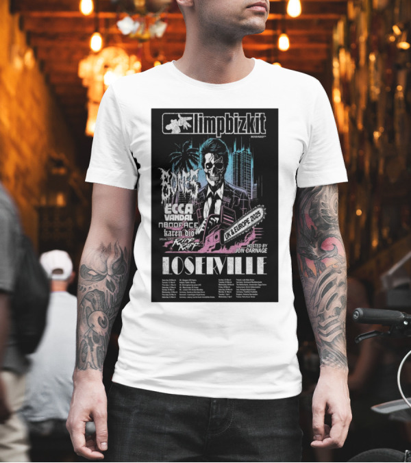 Limpbizkit UK And Europe 2025 Tour Loserville Hosted By Jon Carnage Bones Ecca Vandal Nanoface Karten OIO Featuring Riff Raff T-Shirt