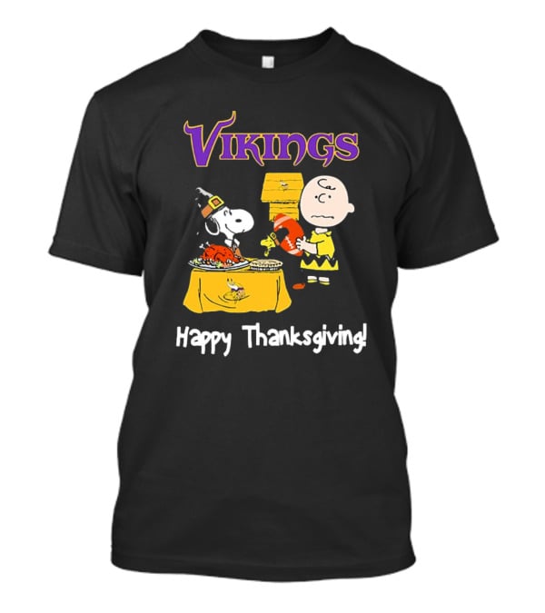 Peanuts Minnesota Vikings NFL Football Snoopy Charlie Brown Happy Thanksgiving T-Shirt