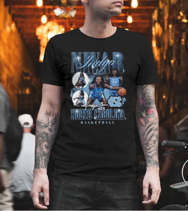Indya Nivar #24 North Carolina Tar Heels Basketball T-Shirt