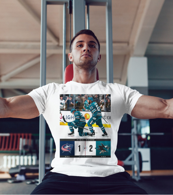NHL Final Score Columbus Blue Jackets 1 San Jose Sharks 2 OT 2024-25 Season T-Shirt