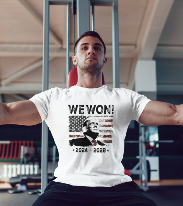 We Won 2024-2028 USA Flag Trump Portrait Stars Stripes T-Shirt