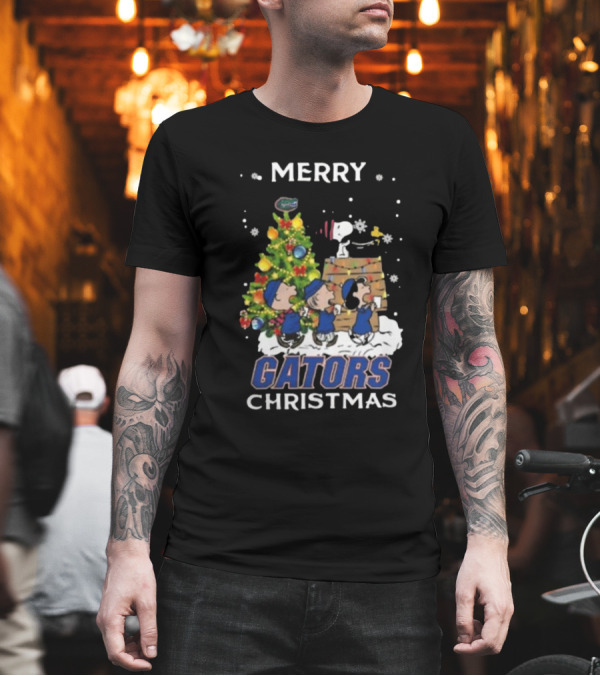 Merry Christmas Florida Gators Snoopy And Friends 2024 Holiday T-Shirt
