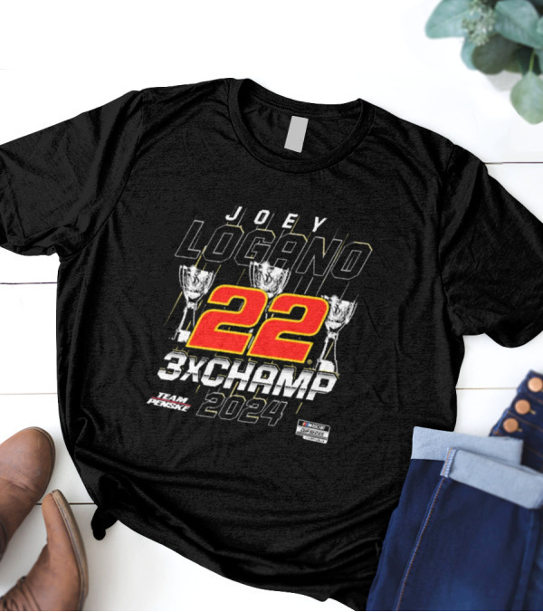 Joey Logano Team Penske 22 NASCAR Cup Series 3X Champ T-Shirt
