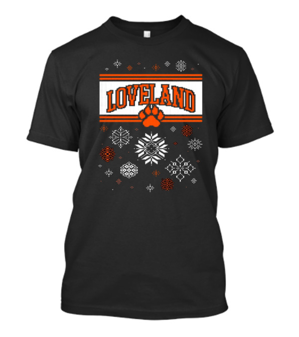 Loveland Paw Print Snowflakes Ugly Sweater Christmas T-Shirt