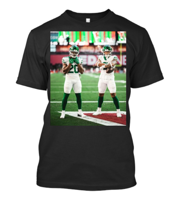 New York Jets NFL Breece Hall Vs Braelon Allen It’s Giving Album Cover Football Matchup T-Shirt