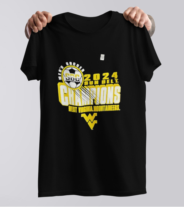 SDC WVU Men's Soccer 2024 Sun Belt Champions West Virginia Mountaineers T-Shirt