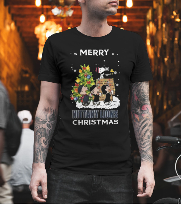 Merry Nittany Lions Christmas Snoopy And Friends T-Shirt