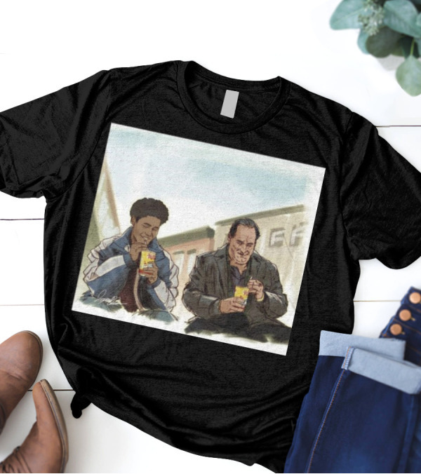 The Penguin I Can’t Take You With Me This Time Illustration Of Two Men Drinking Boba Tea In Urban Setting T-Shirt