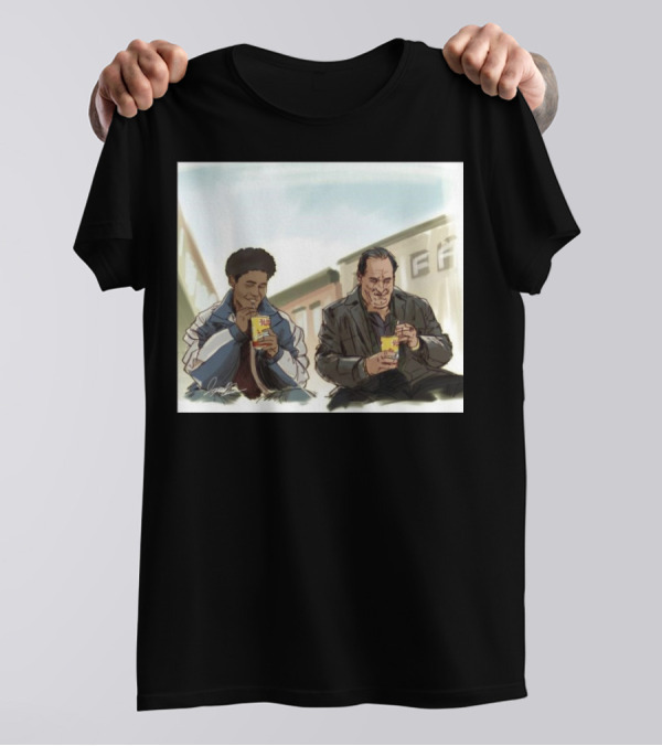 The Penguin I Can’t Take You With Me This Time Illustration Of Two Men Drinking Boba Tea In Urban Setting T-Shirt