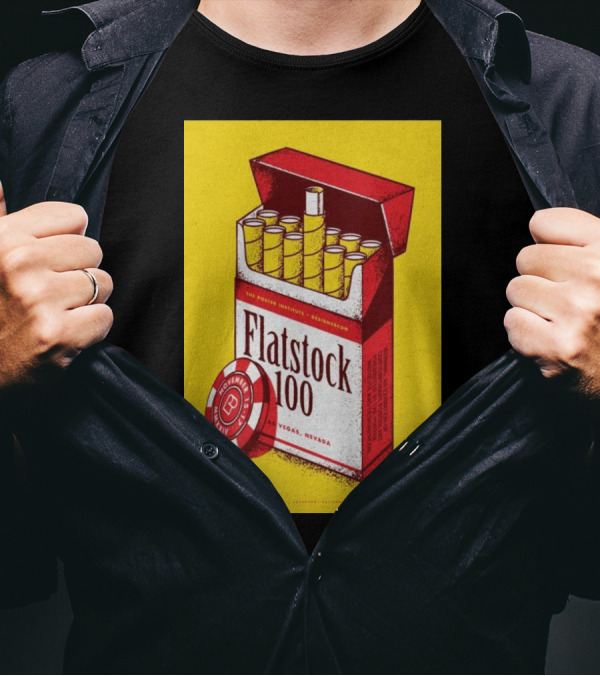 Flatstock 100 Poster Cigarette Box Design Las Vegas NV November 15-17 2024 Poker Chip T-Shirt