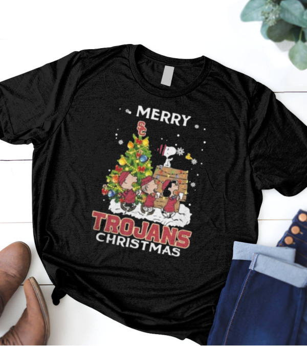 Merry USC Trojans Christmas 2024 Snoopy And Friends T-Shirt