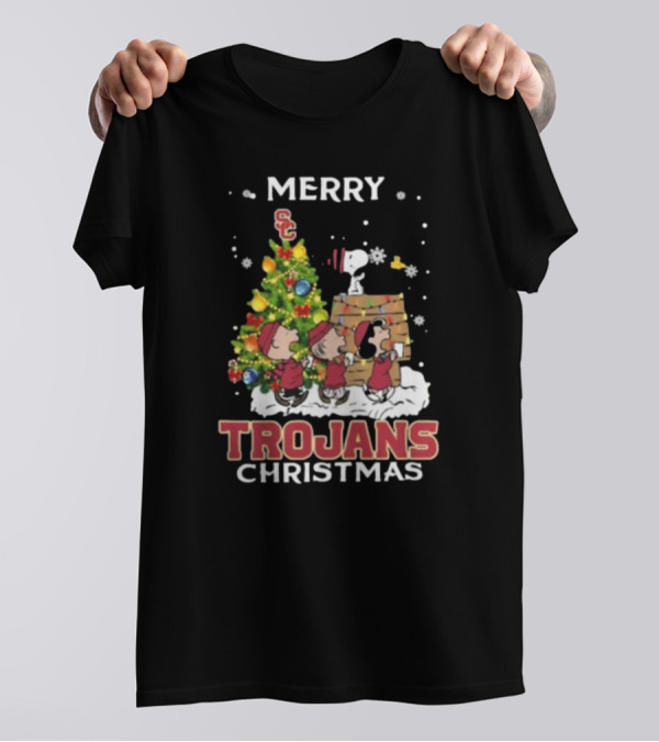 Merry USC Trojans Christmas 2024 Snoopy And Friends T-Shirt