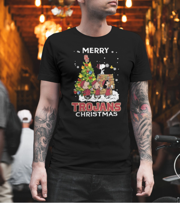Merry USC Trojans Christmas 2024 Snoopy And Friends T-Shirt