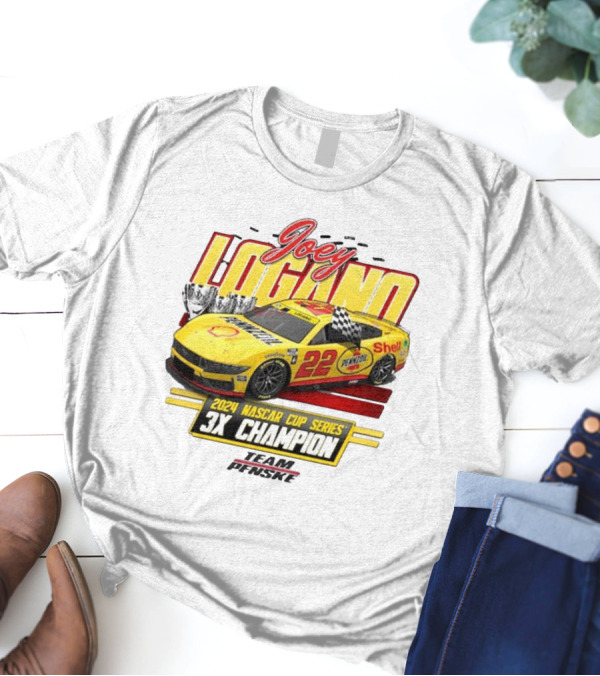 Joey Logano Team Penske 2024 NASCAR Cup Series 3X Champion Vintage Car T-Shirt