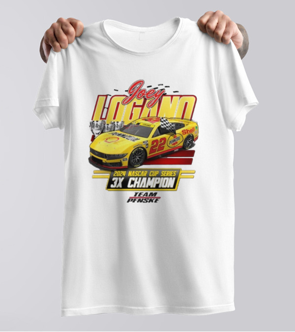 Joey Logano Team Penske 2024 NASCAR Cup Series 3X Champion Vintage Car T-Shirt