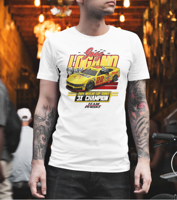 Joey Logano Team Penske 2024 NASCAR Cup Series 3X Champion Vintage Car T-Shirt