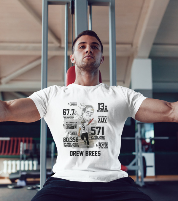 Drew Brees New Orleans Saints Legend 2024 NFL Passing Leader 13x Pro Bowler Super Bowl XLIV MVP T-Shirt