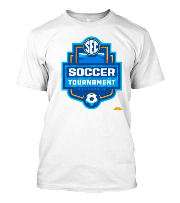SEC Soccer Tournament Pensacola 2024 Emblem With Blue And Yellow Soccer Ball T-Shirt