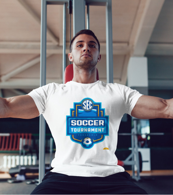 SEC Soccer Tournament Pensacola 2024 Emblem With Blue And Yellow Soccer Ball T-Shirt