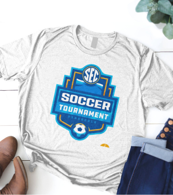 SEC Soccer Tournament Pensacola 2024 Emblem With Blue And Yellow Soccer Ball T-Shirt