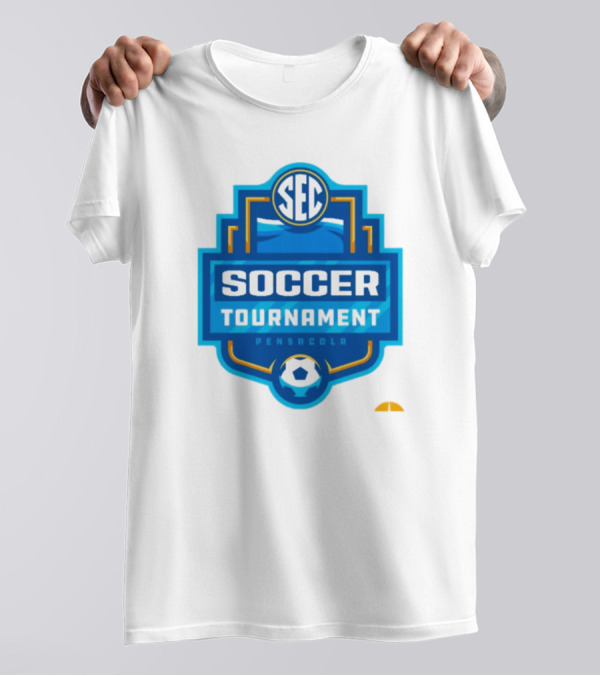 SEC Soccer Tournament Pensacola 2024 Emblem With Blue And Yellow Soccer Ball T-Shirt