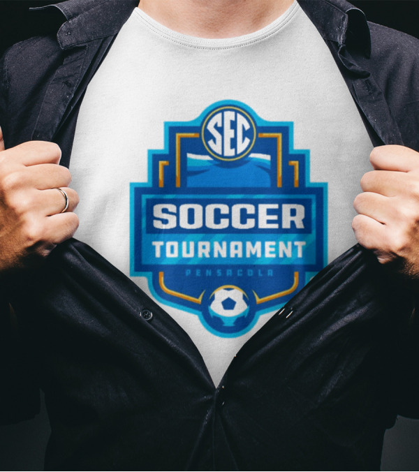 SEC Soccer Tournament Pensacola 2024 Emblem With Blue And Yellow Soccer Ball T-Shirt
