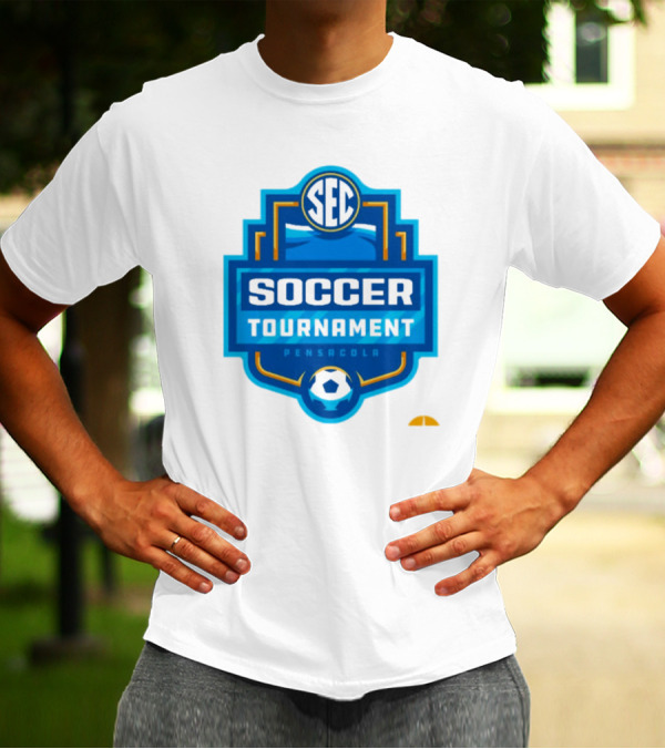 SEC Soccer Tournament Pensacola 2024 Emblem With Blue And Yellow Soccer Ball T-Shirt
