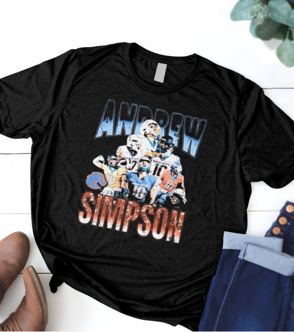 Andrew Simpson Boise State Broncos Football Throwback 90s Players T-Shirt