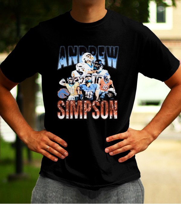 Andrew Simpson Boise State Broncos Football Throwback 90s Players T-Shirt