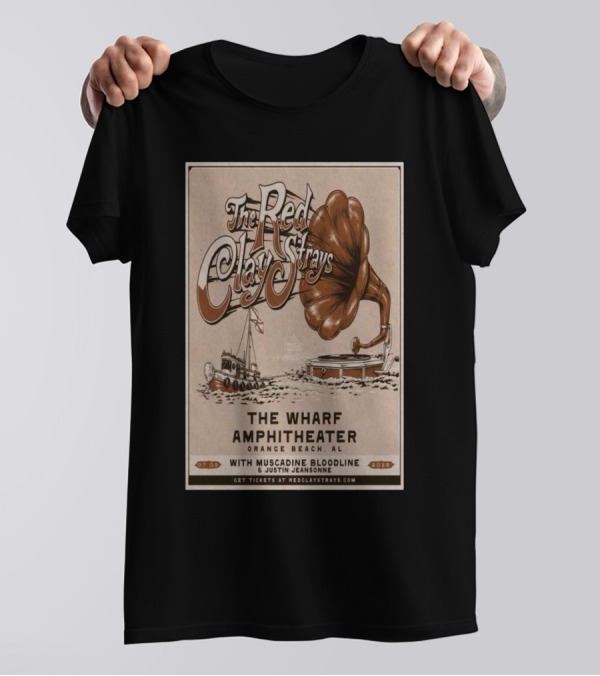 The Red Clay Strays The Wharf Amphitheater Orange Beach AL July 3 2024 With Muscadine Bloodline And Justin Jeansonne T-Shirt
