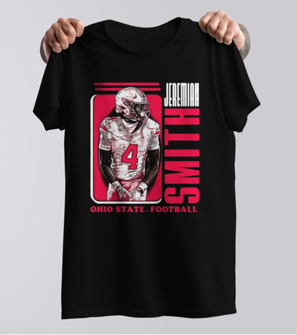 Jeremiah Smith Ohio State Football Number 4 Red Frame T-Shirt