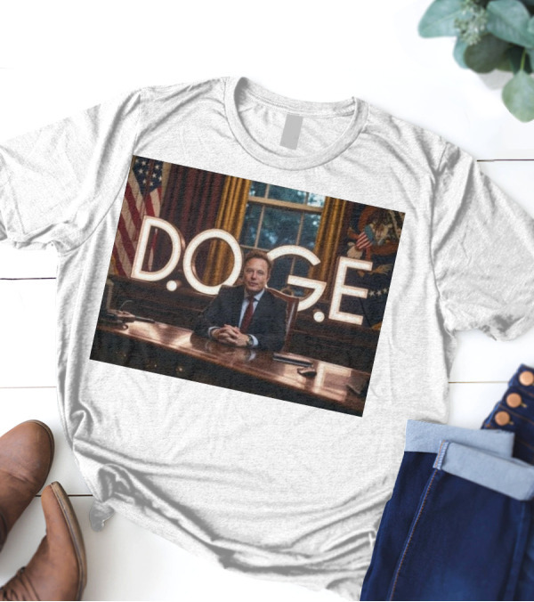 Elon Musk Dogecoin DOGE In Presidential Office Department Of Government Efficiency T-Shirt
