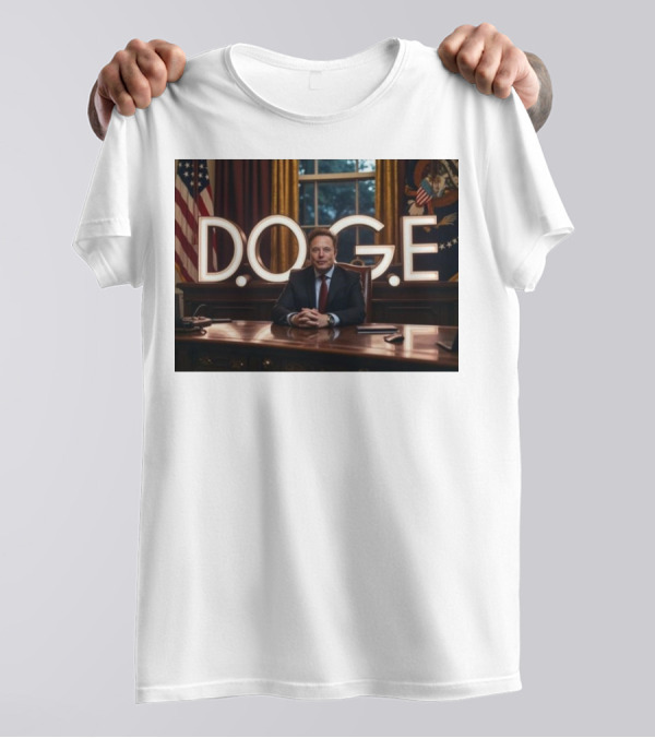 Elon Musk Dogecoin DOGE In Presidential Office Department Of Government Efficiency T-Shirt