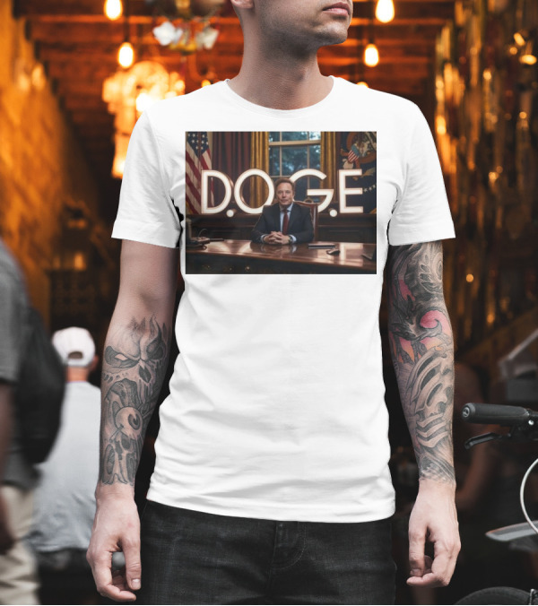 Elon Musk Dogecoin DOGE In Presidential Office Department Of Government Efficiency T-Shirt