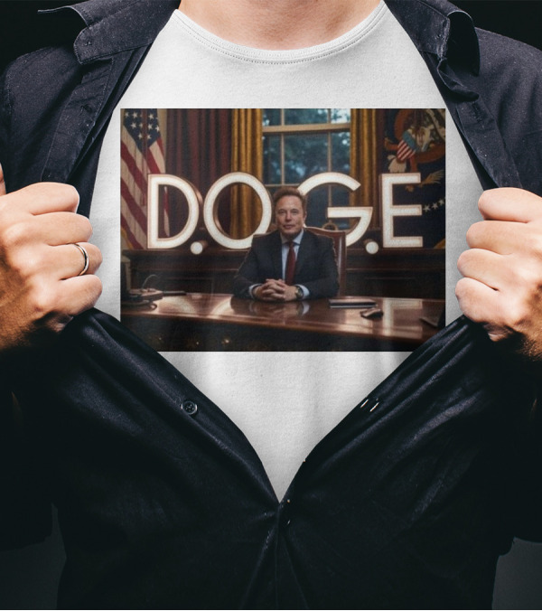 Elon Musk Dogecoin DOGE In Presidential Office Department Of Government Efficiency T-Shirt
