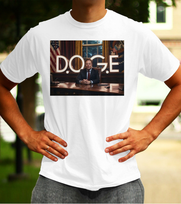 Elon Musk Dogecoin DOGE In Presidential Office Department Of Government Efficiency T-Shirt