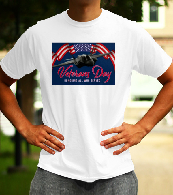 Veterans Day Honoring All Who Served F-35 American Flags T-Shirt