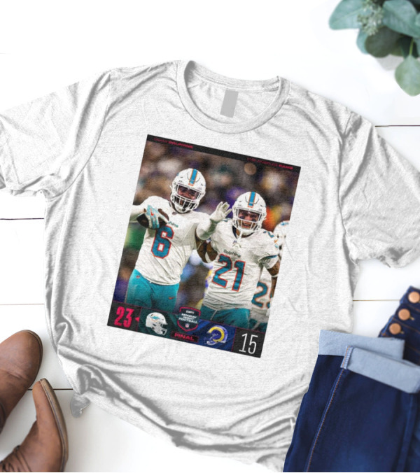 Miami Dolphins 23 Vs Los Angeles Rams 15 Final Score Monday Night Football T-Shirt
