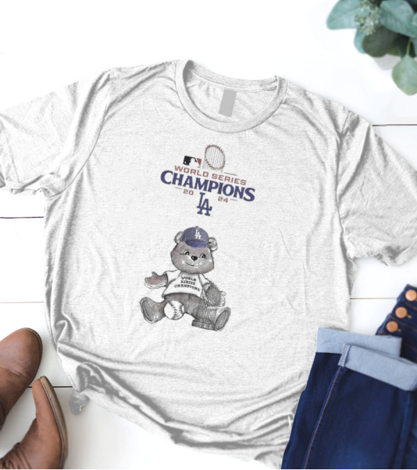 Los Angeles Dodgers Tiny Turnip MLB 2024 World Series Champions Teddy Bear T-Shirt