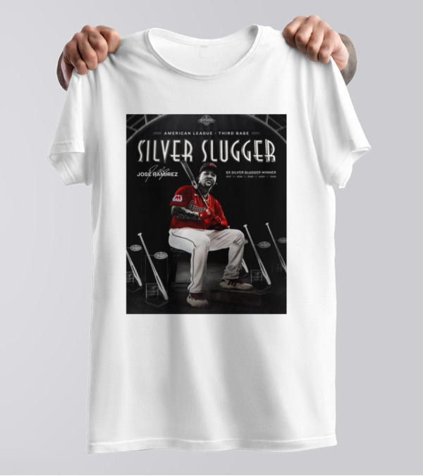 American League Third Base Jose Ramirez 5x Silver Slugger Winner Signature T-Shirt