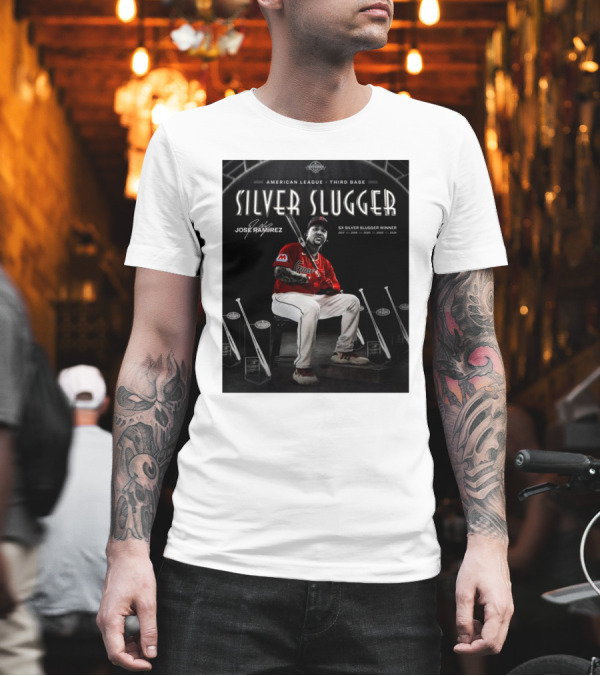 American League Third Base Jose Ramirez 5x Silver Slugger Winner Signature T-Shirt