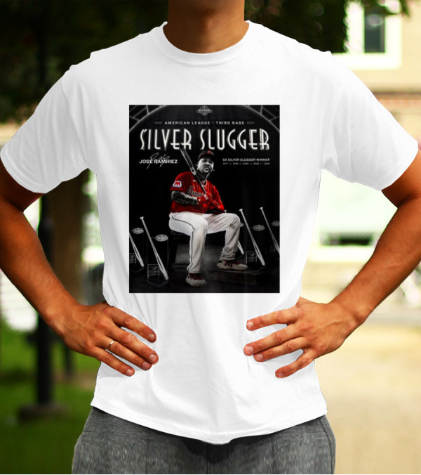 American League Third Base Jose Ramirez 5x Silver Slugger Winner Signature T-Shirt