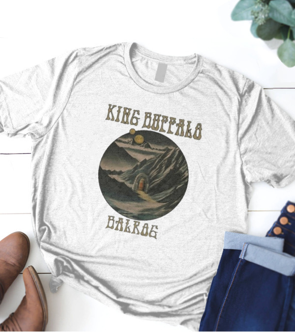 King Buffalo 2024 Balrog New Single Mystical Mountain Gateway Moonlit Scene T-Shirt