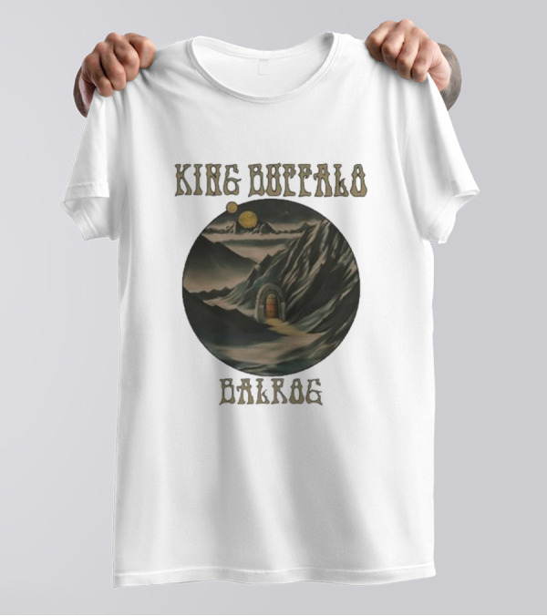 King Buffalo 2024 Balrog New Single Mystical Mountain Gateway Moonlit Scene T-Shirt
