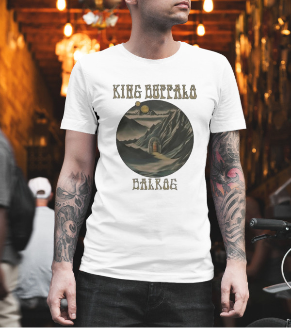 King Buffalo 2024 Balrog New Single Mystical Mountain Gateway Moonlit Scene T-Shirt