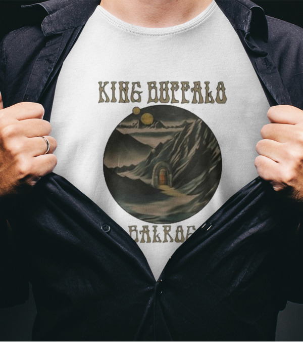 King Buffalo 2024 Balrog New Single Mystical Mountain Gateway Moonlit Scene T-Shirt